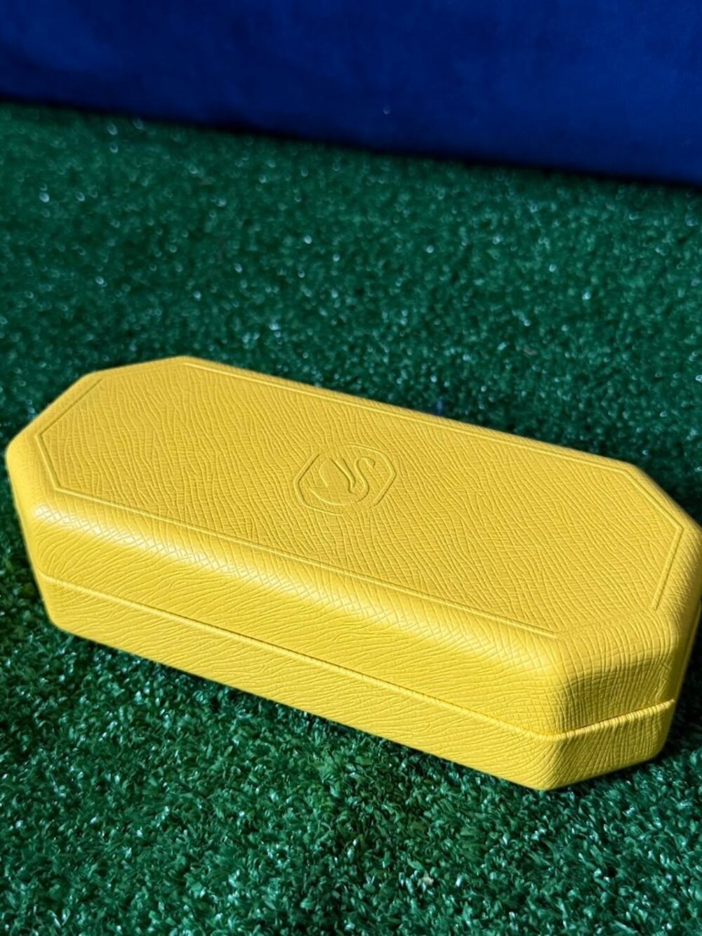 Swarovski Yellow Faux Leather Hard Eyeglass Case Sunglasses Protective Case